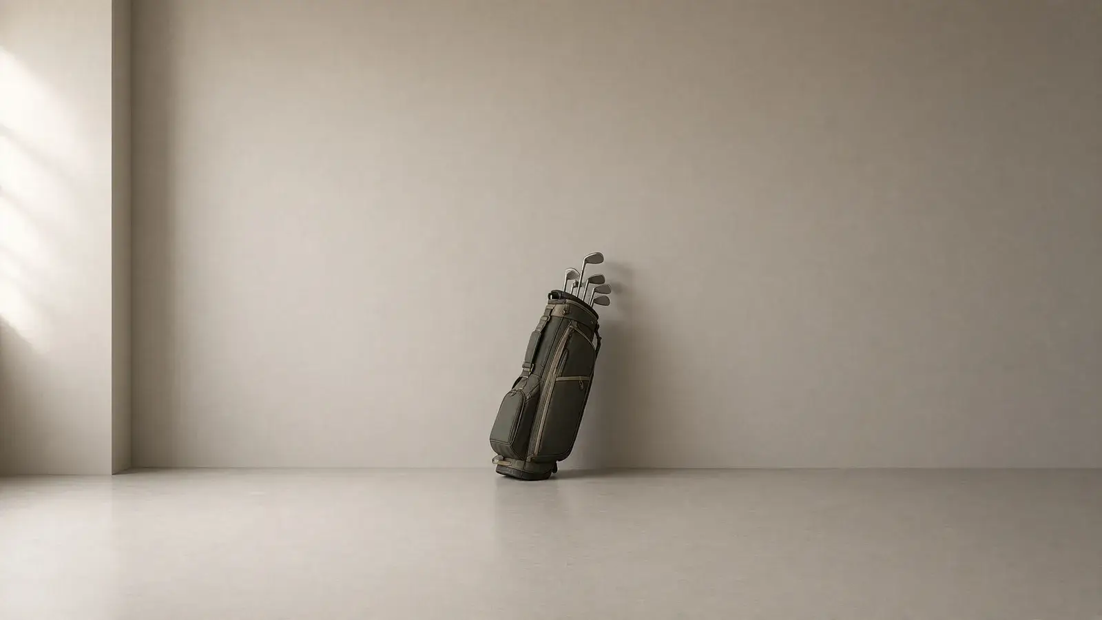 한 대의 캐디백만 놓인 빈 스크린골프 룸 (연출 이미지)